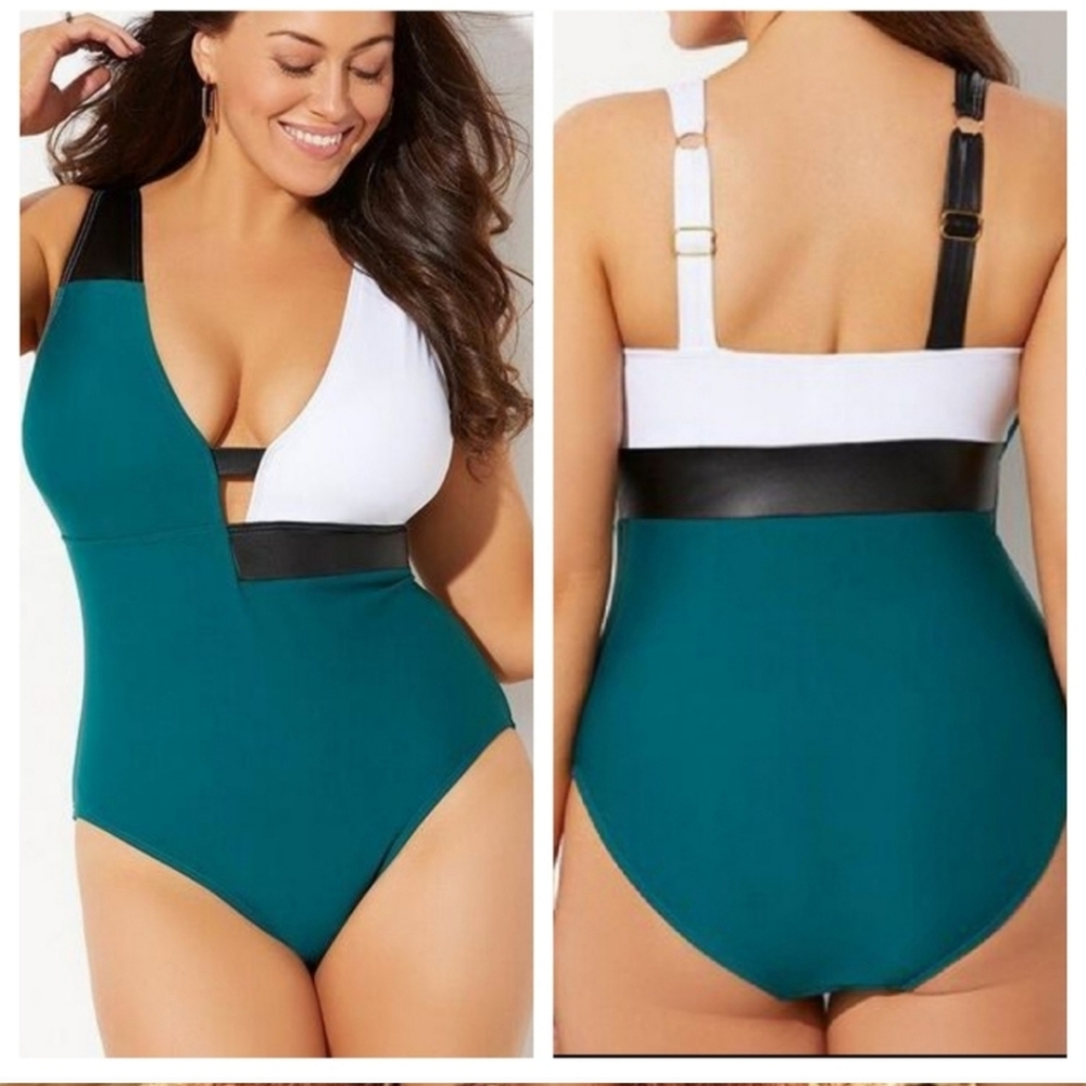 Gabi Fresh Swim 1pc swimsuit sz D/DD sizes  colorblock molded cups nwt